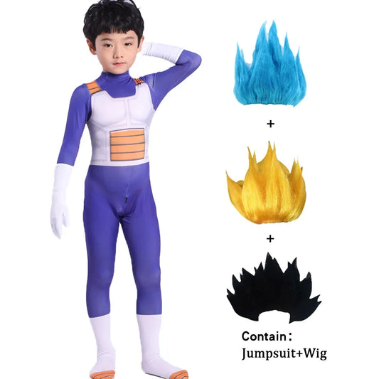 Kids Adult Blue Vegeta-boy Cosplay Costume Goku Costume Suit Superhero Jumpsuit Finery Dress Up