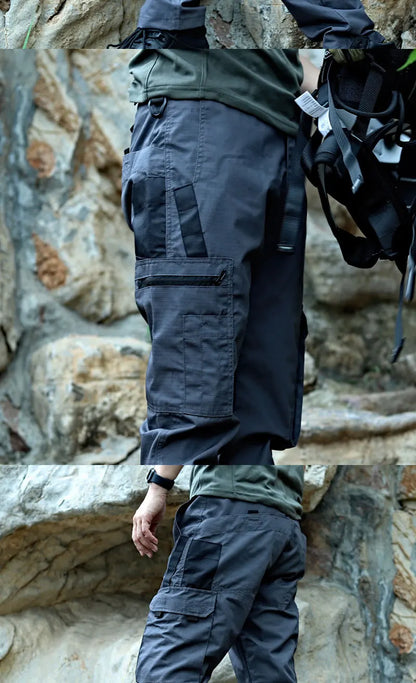 2024 Men's Tactical Pants Outdoor Work Casual Cargo Trousers Waterproof Multi-pocket Wear-Resistant Outdoor Training Trousers