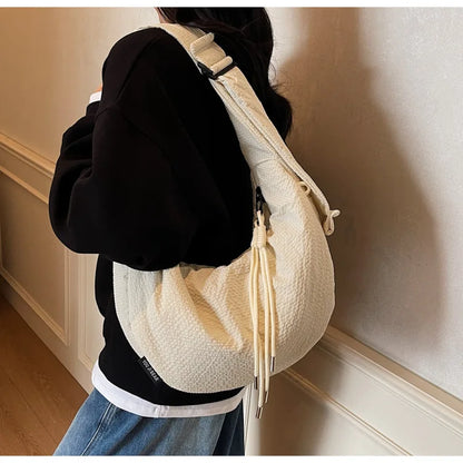 New Comfortable and Versatile Texture Hobo Bags Women Crossbody Bags Large Capacity Lightweight Casual Storage Bags Fashionable