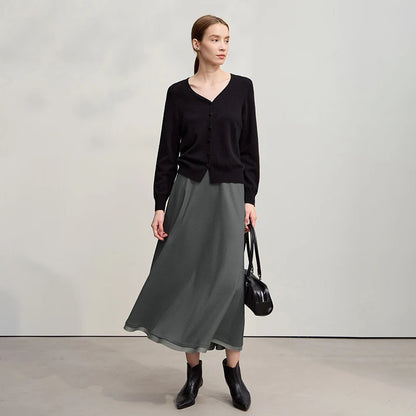 Elegant Skirts For Woman 2025 Winter New Commuter Style A-Line Mid-Calf Skirt Loose Solid Versatile Woman Clothes 12544126