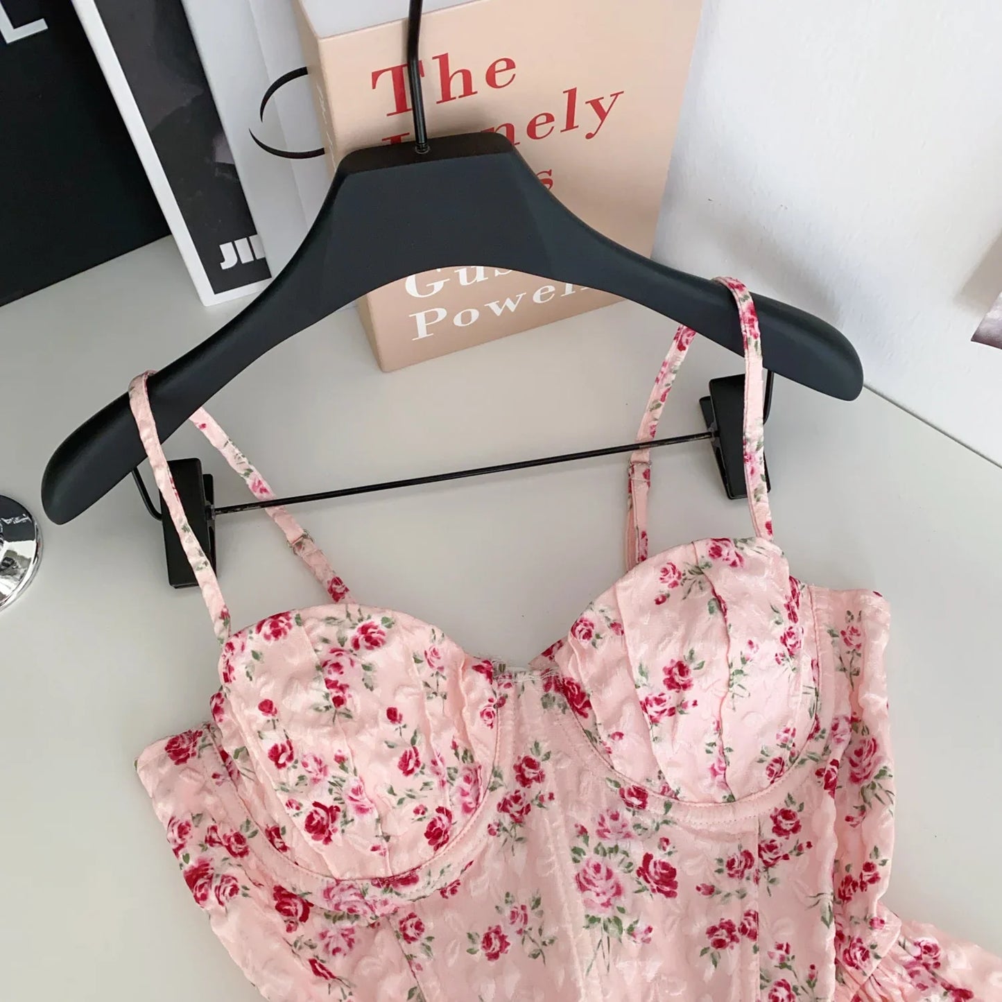 French Corset Print Beach Tank Top Female Strap Irregular Slim Hotsweet Camis Streetwear Vacation Bohe Sexy MIni Top
