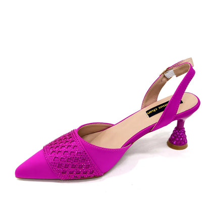 2025 New Summer Collection Stylish Italian Women’s Shoes and Bag Set in Gold Colour - Comfortable Mid Heels With Rhinestones