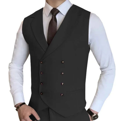Men Vest Champagne Solid Double Button Waistcoat For Wedding Birthday Banquet Party Work Business Casual Men Suit Vest
