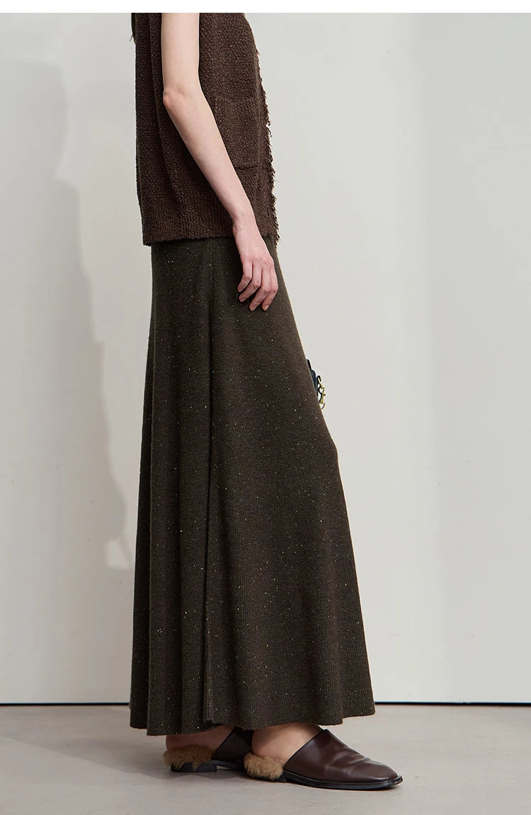 Knitted Skirts For Women 2025 Spring New Gentle A-line Long Skirt Loose Solid Color Elegant Versatile Woman Clothes12553045