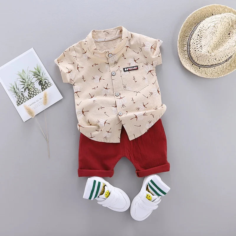 New Summer Fashion Children Baby Boys Clothes Suits Infant Full Printed Shirt Shorts 2pcs/Set Kids Toddler Casual Outfit 0-5Y