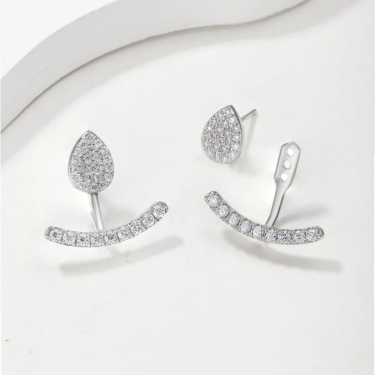 2 in 1 Pear Marquise Cut Moissanite Stud Earrings for Women S925 Silver Full Lab Diamond Dainty Pierced Ear Fine Jewelry