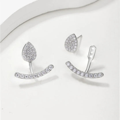 2 in 1 Pear Marquise Cut Moissanite Stud Earrings for Women S925 Silver Full Lab Diamond Dainty Pierced Ear Fine Jewelry