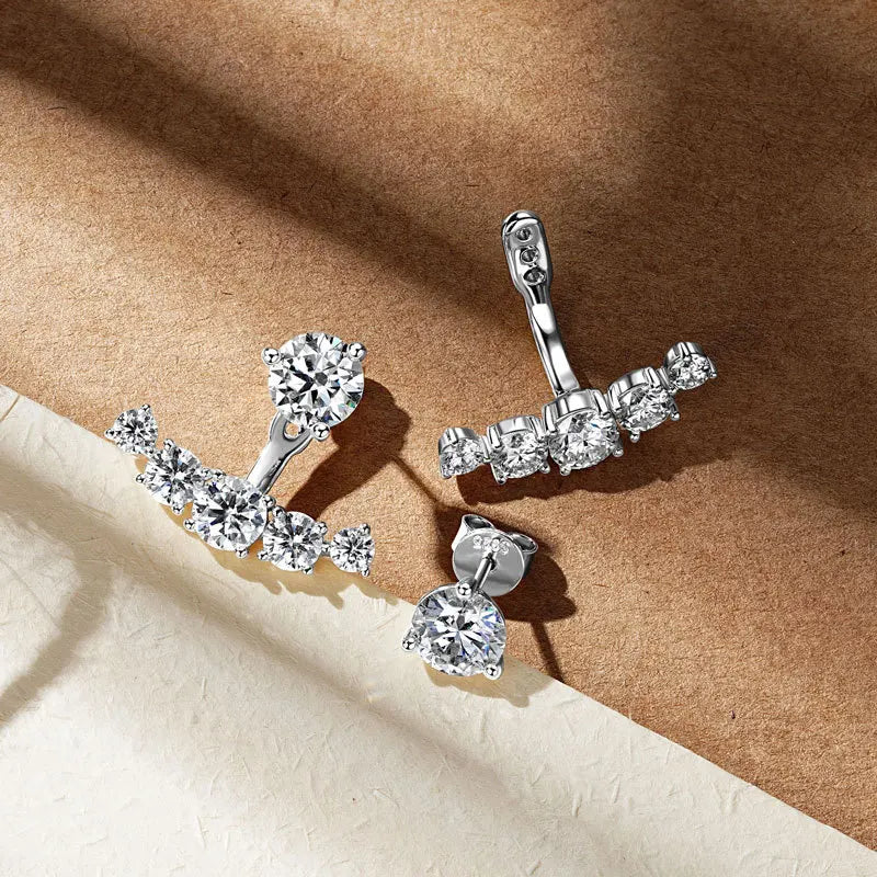 2 in 1 Full D Color Moissanite Stud Earrings for Women S925 Silver 4.6cttw All Diamond Earring Pierced Ear Fine Jewelry