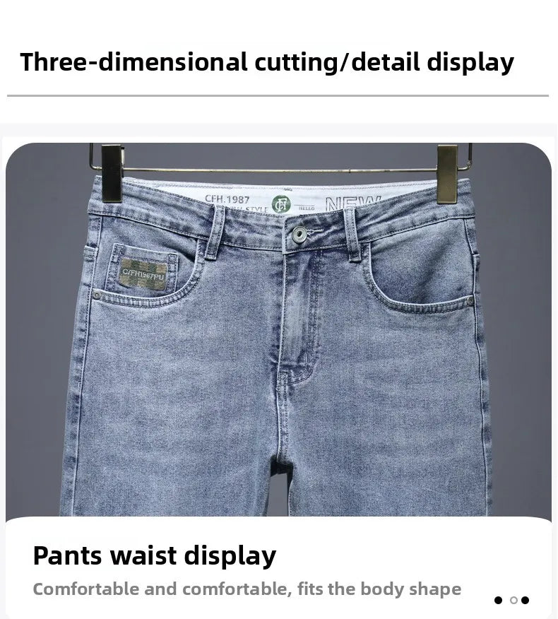 Hot Summer Jeans for Men, Trendy Korean Style, Slim Fit