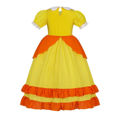 Rosalina Dress Girls Peach Costume Daisy Cosplay Children Birthday Party Carnival Fancy Outfit