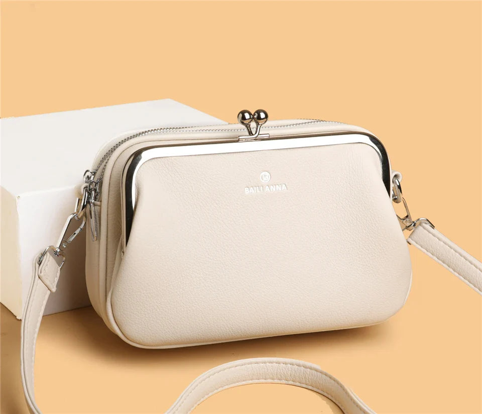 Elegant Shoulder Bag for Women Soft Leather Crossbody Bags Designer Multiple Pockets Messenger Bag Ladies Purses and Handbags