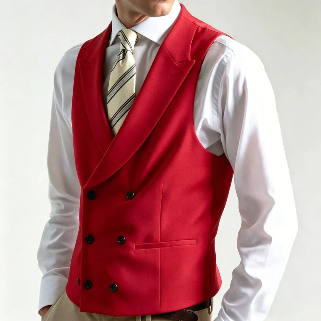 Men Vest Ivory Double Button With Lapel Waistcoat For Wedding Banquet Party Business Work Office Casual Daily Men Suit Vest