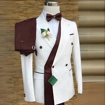 Bespoke Custom White Black Wedding Suit For Men New Design Slim Fit Groom Best Man Wedding Tuxedo Formal Prom Wear 2 Pieces Set