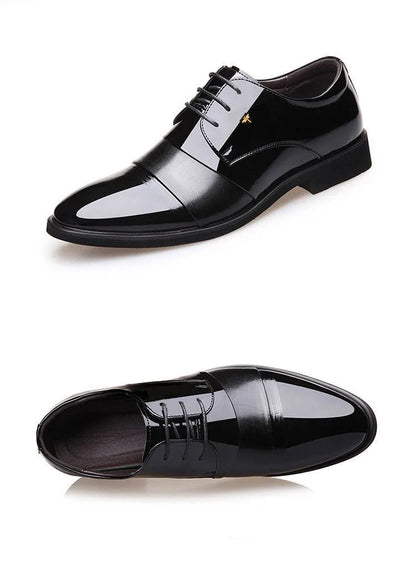 New Men Round Toe Leather Shoes Business Casual Office Summer Flat Big Size Elevator Shoes Wedding Formal Loafers