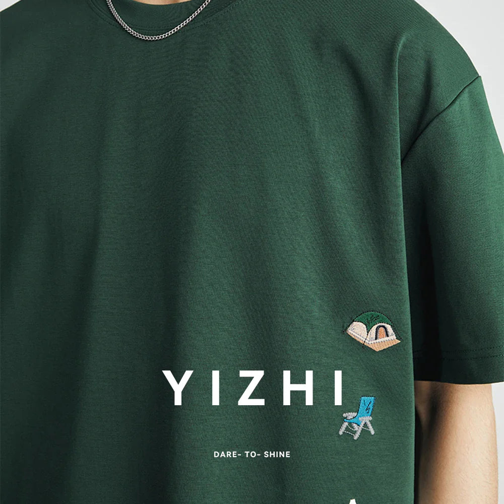 Men's American Retro Short-sleeved T-shirt Men's 2026 Summer New Loose Half-sleeved Embroidered Round Neck Bottoming Shirt