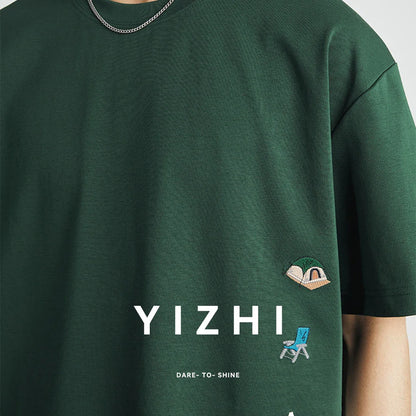 Men's American Retro Short-sleeved T-shirt Men's 2026 Summer New Loose Half-sleeved Embroidered Round Neck Bottoming Shirt