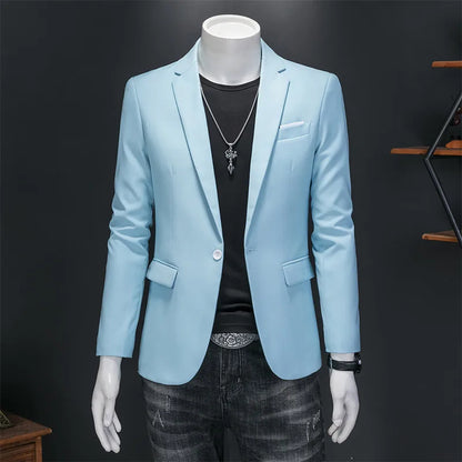 15 Color Fashion Mens Suit Jacket High Quality Slim Fit Solid Color Casual Business Mens Blazers Formal Office Wedding Suit Tops