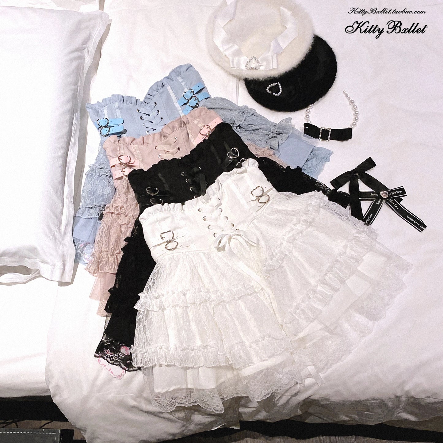 Japanese Original Lolita Lace Ruffle Edge Tied Bow High Waist Mini Skirt Spring Summer New Slim Waist Sweet Girl Y2k Skirt