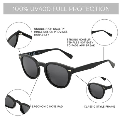 Classical High-quality Acetate Polarized Sunglasses Unisex UV400 Protection Shade Retro Round Sun Glasses ZS6211