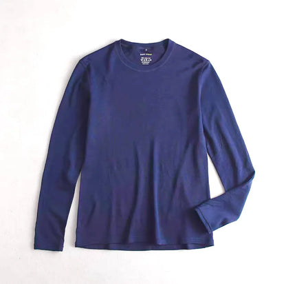 Men's 100% Merino Wool Thermal Long Sleeve T-Shirt Base Layer Breathable Wicking Anti-Odor Underwear for Outdoor Activities