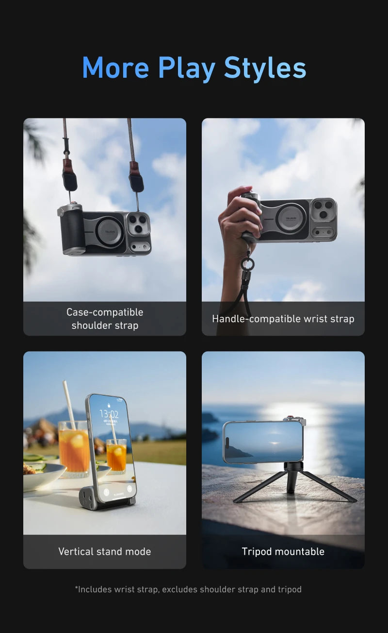 مجموعة TELESIN Magnetic Master Grip لهاتف iPhone 17 Pro ProMax، قبضة كاميرا الهاتف، مجموعة قياسية، حافظة تبريد الجرافين، حامل المقبض