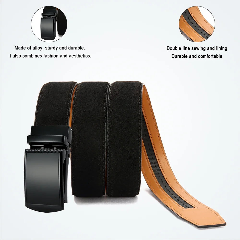 Men's High-Quality Belt 115cm 125cm 135cm Luxury Belt, Black Men's Automatic Buckle Jeans Men's Belt Suit Belt