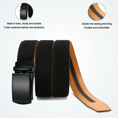 Men's High-Quality Belt 115cm 125cm 135cm Luxury Belt, Black Men's Automatic Buckle Jeans Men's Belt Suit Belt