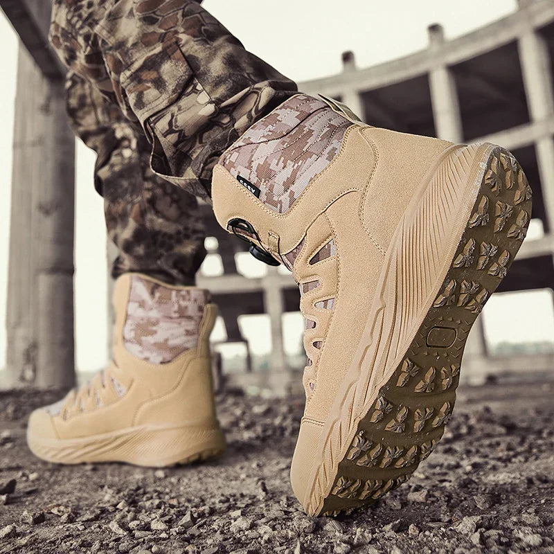 New Men Tactical Boots Brand Army Boot Military Ankle Hiking Shoes Safety Desert Work Climbing Shoes Waterproof High Quality