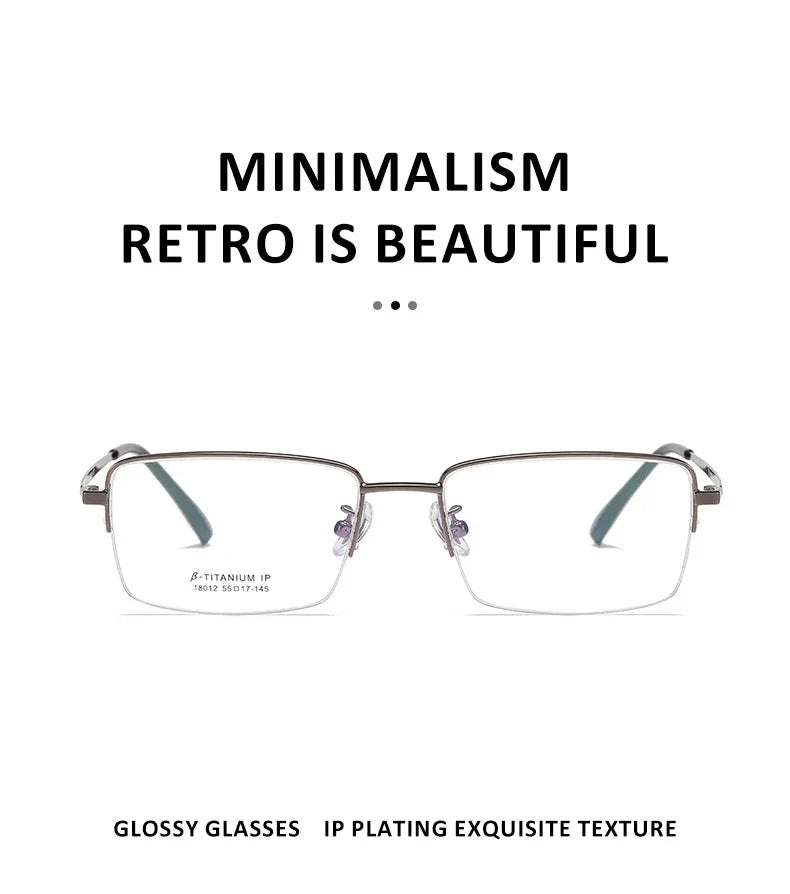 Simple New Retro Ultra-light Titanium Eyeglass Frames Men's Anti-blue Light Glasses Can Be Customized Prescription 18012