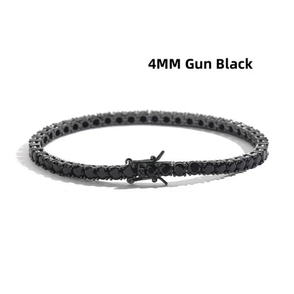 100% Real S925 Sterling Silver Plated 18K Gold 5A Grade Zircon Black Tennis Bracelet for Men and Women Fashion Exquisite Jewelry