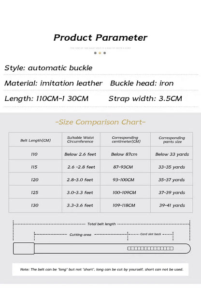 Cowhide Belt, Men's Leather Belt, Automatic Buckle, Men's Top Layer, High-End Trendy Buckle