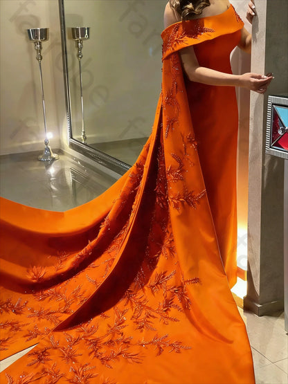 Customized Ankle Length Sheath Evening Party Gowns Women Beaded Applique Long Wrap Prom Dresses Zipper Back Vestidos Des