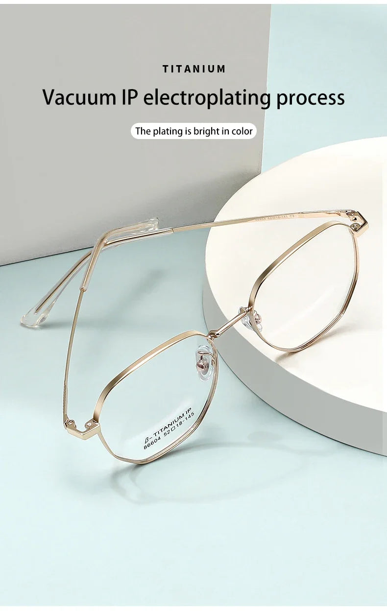 New Retro Simple Fashion Eyeglass Frames Semi Titanium Myopia Anti-Blue Light Glasses Customizable Prescription 86604