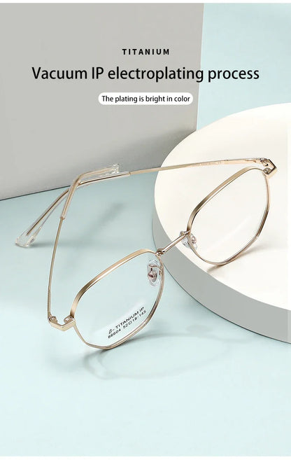 New Retro Simple Fashion Eyeglass Frames Semi Titanium Myopia Anti-Blue Light Glasses Customizable Prescription 86604