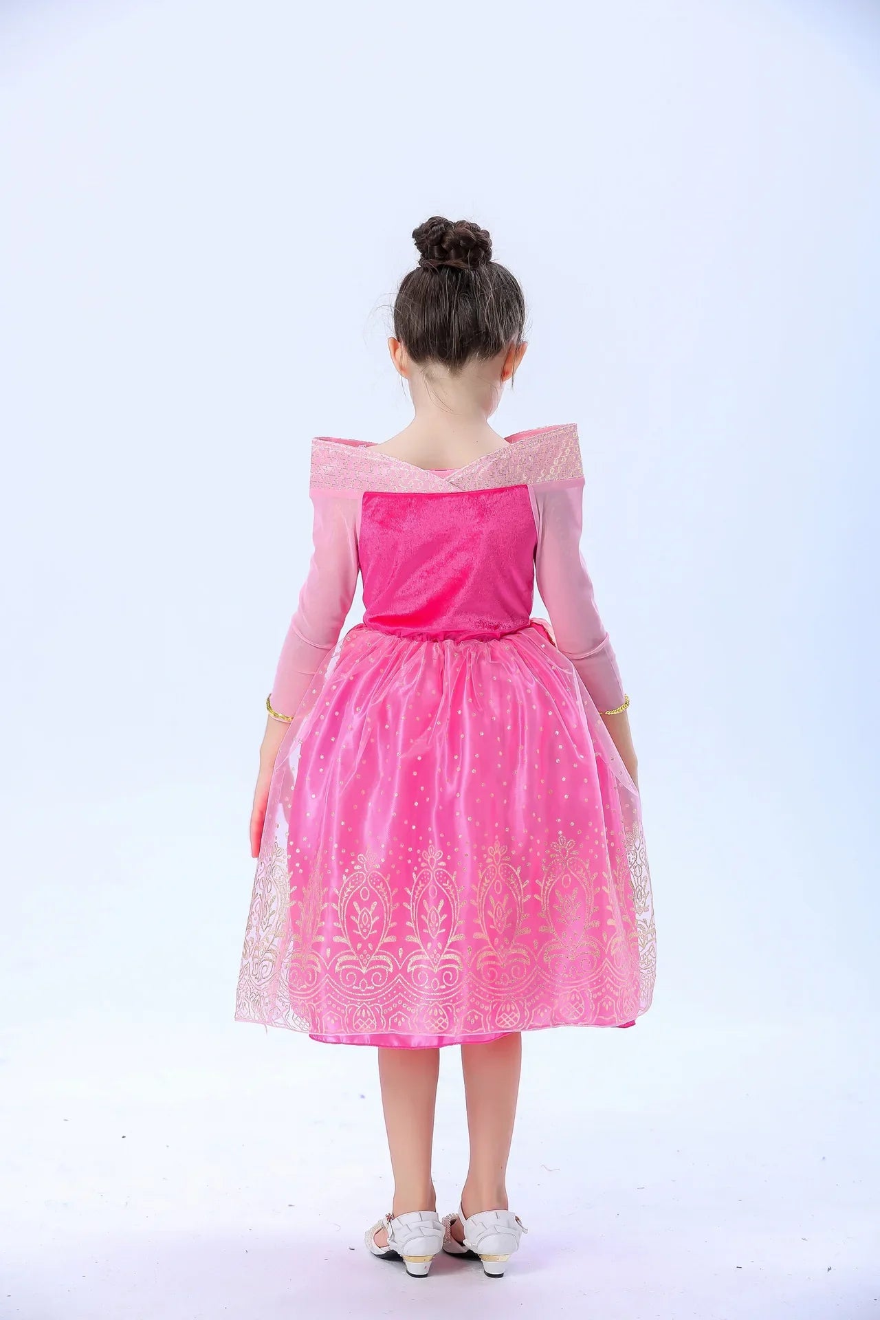 Sleeping Beauty Aurora Princess Dress Cosplay Off Shoulder Kids Gifts Fancy Halloween Party Girl Baby Lace Dress Set