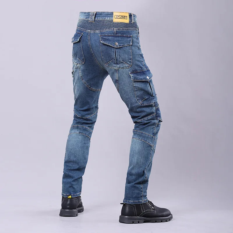 New Men's Winter Riding Motorcycle Cargo Pants Male Outdoor Riding Jeans Moto Protective Gear With Hip Knee Gear Long Trousers