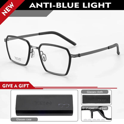 Simple Geometric Polygon Fashion Pure Titanium Vintage Design Blue Light Protection Glasses Customizable Prescription 2715