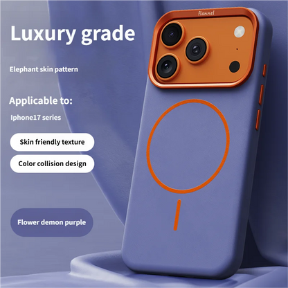 High-End Elephant Leather Texture Magnetic Phone Case for IPhone 17 Pro Max Air for Magsafe Wireless Charging Full Protect Cover