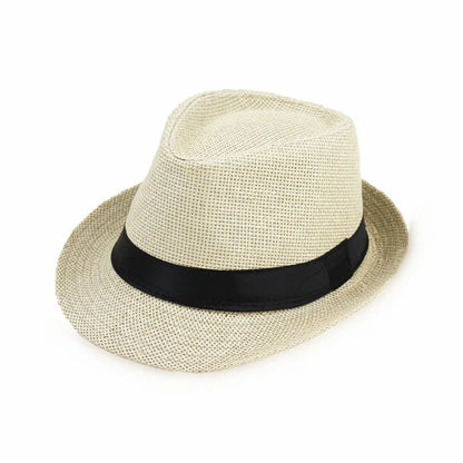 Summer Fedoras for Men Middle old aged Cap Linen Panama Solid  Jazz Hat Cowboy  Men's Women's  British Party Sun Hat