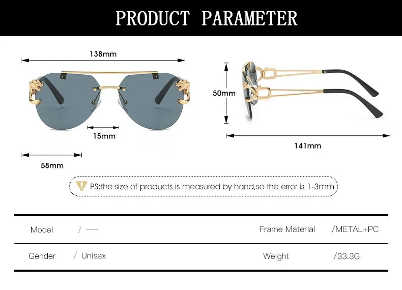 2023 Sunglasses Women Luxury Rimless Vintage Fashion Glasses Lunette Oversized Shades De Soleil Femme Gafas De Sol Mujer Lentes