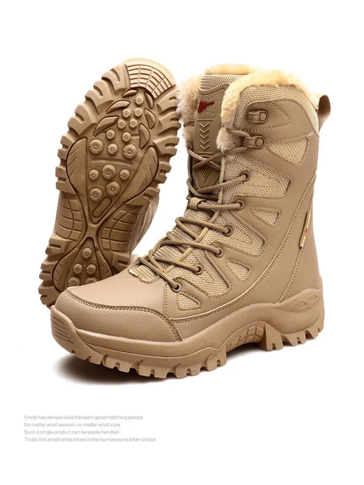 New High Top Men's Shoes Waterproof Winter Boots Warm Plush Snow Boots Men Lace Up Casual Anti-Slip Ankle Footwear 36-46