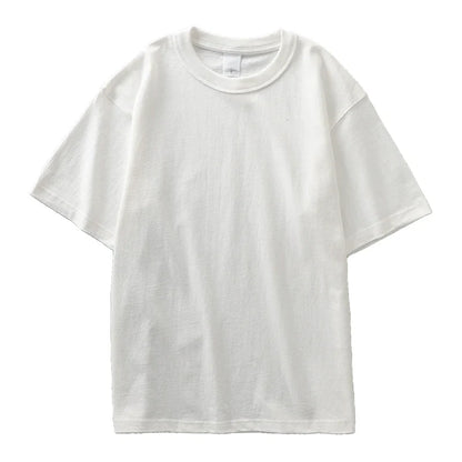 11.2oz Heavyweight 100% Cotton T-Shirt Men's Casual Solid Color Short-Sleeved White CrewNeck Thick Tops Unisex.