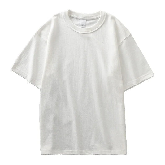 11.2oz Heavyweight 100% Cotton T-Shirt Men's Casual Solid Color Short-Sleeved White CrewNeck Thick Tops Unisex.