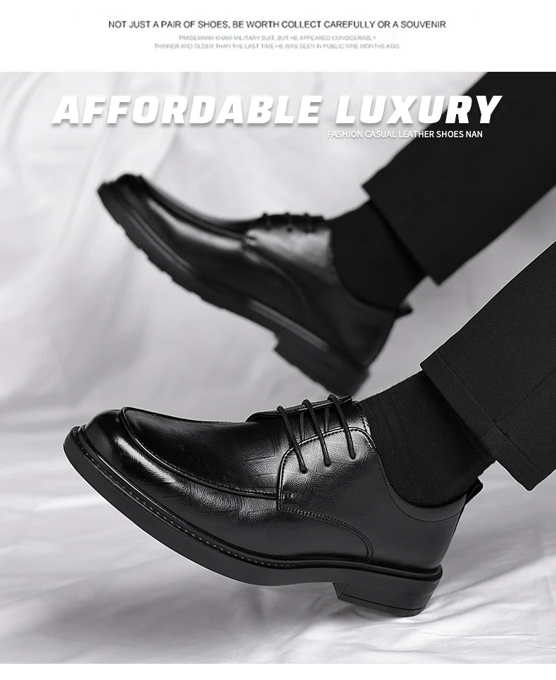 Big Size Elevator Shoes Men Leather Shoes Height Increasing Shoes For Man Increase Insole 6-8CM Invisible Heightening Lift Shoes