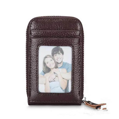 Portefeuille Homme en Cuir PU Véritable Porte-Cartes de Crédit Blocage RFID Pochette Zippée Homme Sac Multi-cartes Fermeture Éclair Haute Qualité