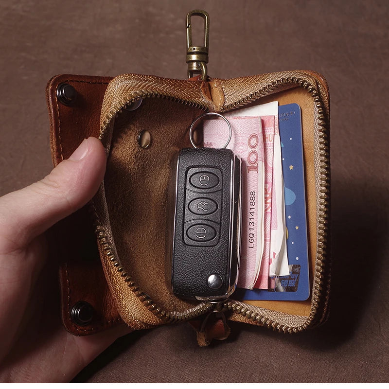 Luxury Brand Genuine Leather Key Bag Multifunctional Waist Hanging Card Holder Coin Purse Men Women Car Key Case Organizer
