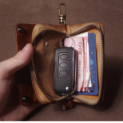 Luxury Brand Genuine Leather Key Bag Multifunctional Waist Hanging Card Holder Coin Purse Men Women Car Key Case Organizer