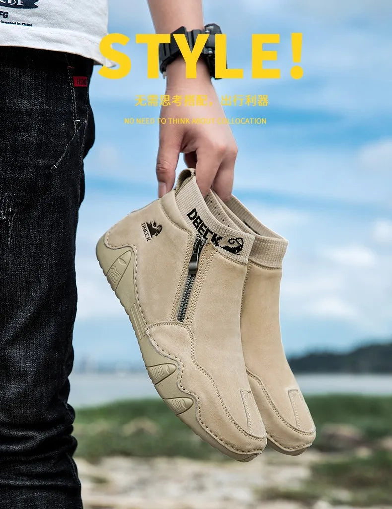 DBECK Men Sneakers Casual Shoes Male High Top Sneakers Winter Warm Designer Fashion Loafers Lace Up Shoes Men Ankle Boots
