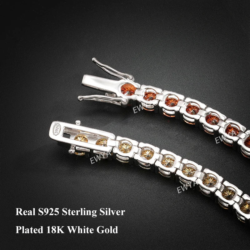 Luxury 3/4/5MM Full Blue Green Moissanite Tennis Bracelet for Men Women S925 Red Pass Diamond Test Bracelets Wholesale Gift