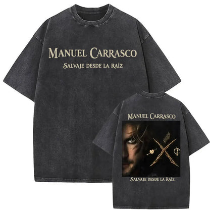 Manuel Carrasco Salvaje Desde Ia Raiz 2026 Vintage Washed T-shirt Men Women Fashion Hip Hop Punk 100% Cotton T Shirts Streetwear